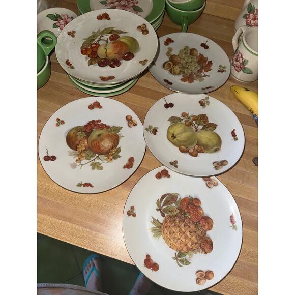 MID CENTURY SET -5 GOLD RIM SELTMANN WEIDEN BAVARIA WEST GERMANY 7.5" PLATES - Picture 1 of 4